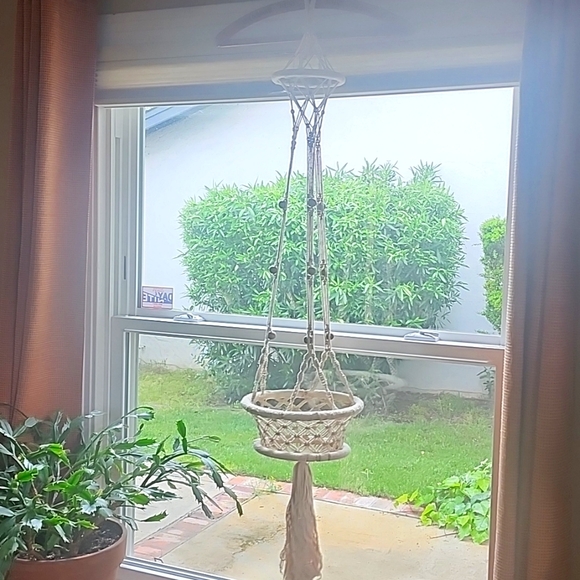 Macrame Beaded Plant Hanger - Picture 2 of 3